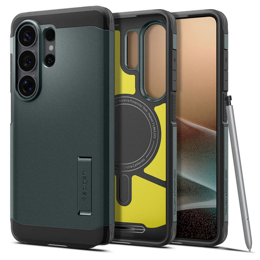 MagSafe Hülle für Samsung Galaxy S26 Ultra S948, Spigen, Tough Armor, Grün ACS10686