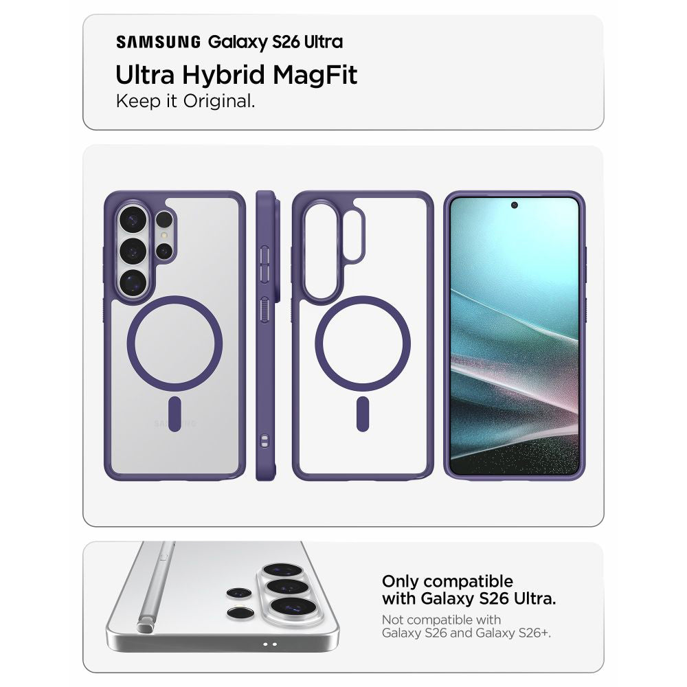Custodia MagSafe per Samsung Galaxy S26 Ultra S948, Spigen, Ultra Hybrid, Viola Scuro ACS11208