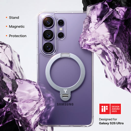MagSafe Hülle für Samsung Galaxy S26 Ultra, Torras, Ostand Spin, Transparent