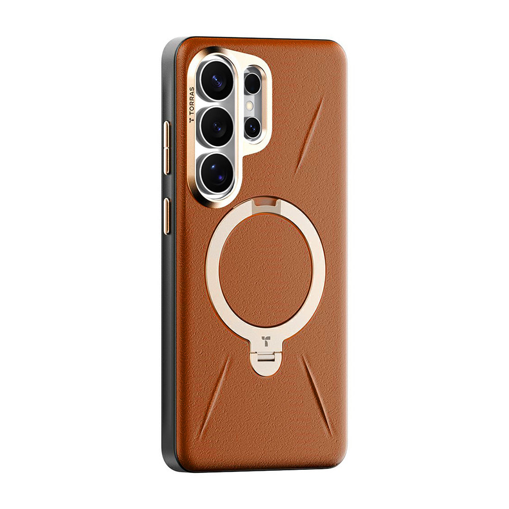 Coque MagSafe pour Samsung Galaxy S26 Ultra S948, Torras, Cuir QPRO, Marron