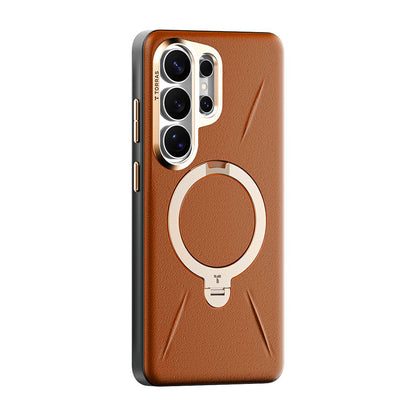 Coque MagSafe pour Samsung Galaxy S26 Ultra S948, Torras, Cuir QPRO, Marron