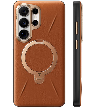Coque MagSafe pour Samsung Galaxy S26 Ultra S948, Torras, Cuir QPRO, Marron
