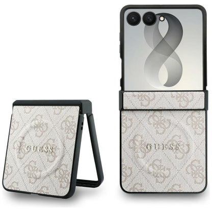 Coque MagSafe pour Samsung Galaxy Z Flip8 F776, Guess, 4G Leather Classic, Rose