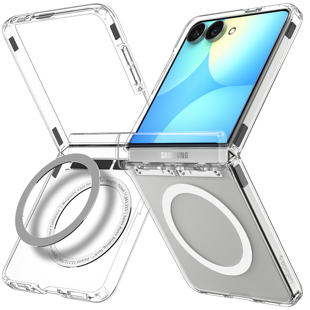 Custodia MagSafe per Samsung Galaxy Z Flip8 F776, Spigen, Ultra Hybrid Pro, Trasparente Bianca ACS11524
