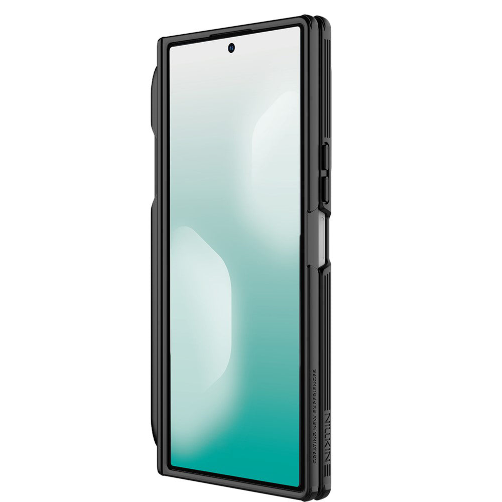 Coque MagSafe pour Samsung Galaxy Z Fold7 F966, Nillkin, CamShield Prop avec couverture d'objectif transparente et support pour S-Pen, noire transparente