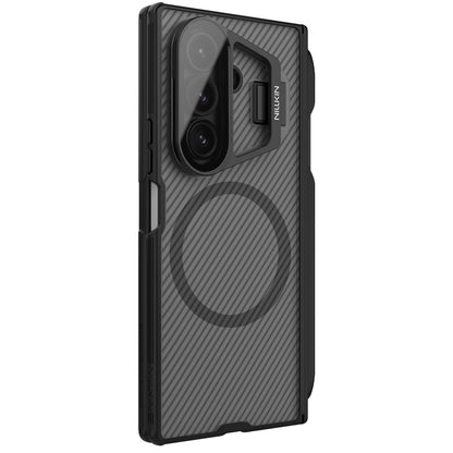 Coque MagSafe pour Samsung Galaxy Z Fold7 F966, Nillkin, CamShield Prop avec couverture d'objectif transparente et support pour S-Pen, noire transparente