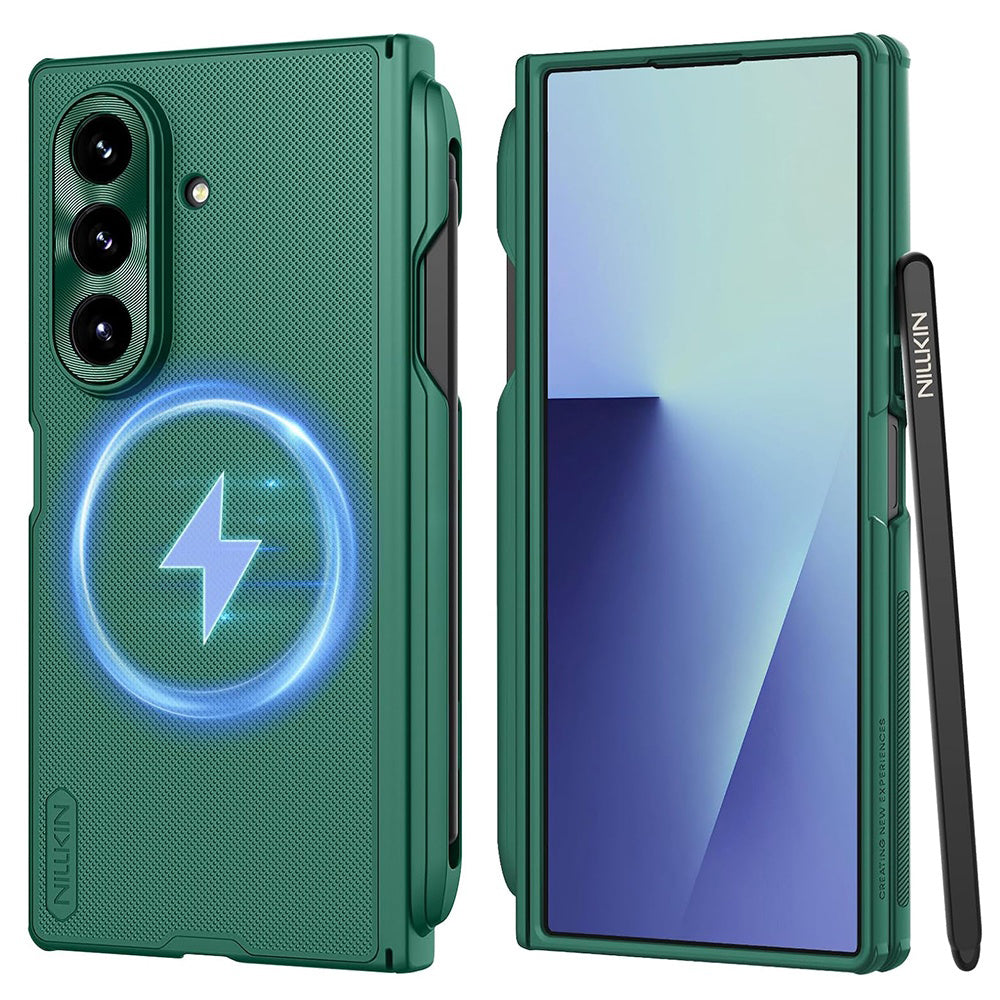 MagSafe-Hülle für Samsung Galaxy Z Fold7 F966, Nillkin, Super Frosted Shield mit Stifthalter, Dunkelgrün