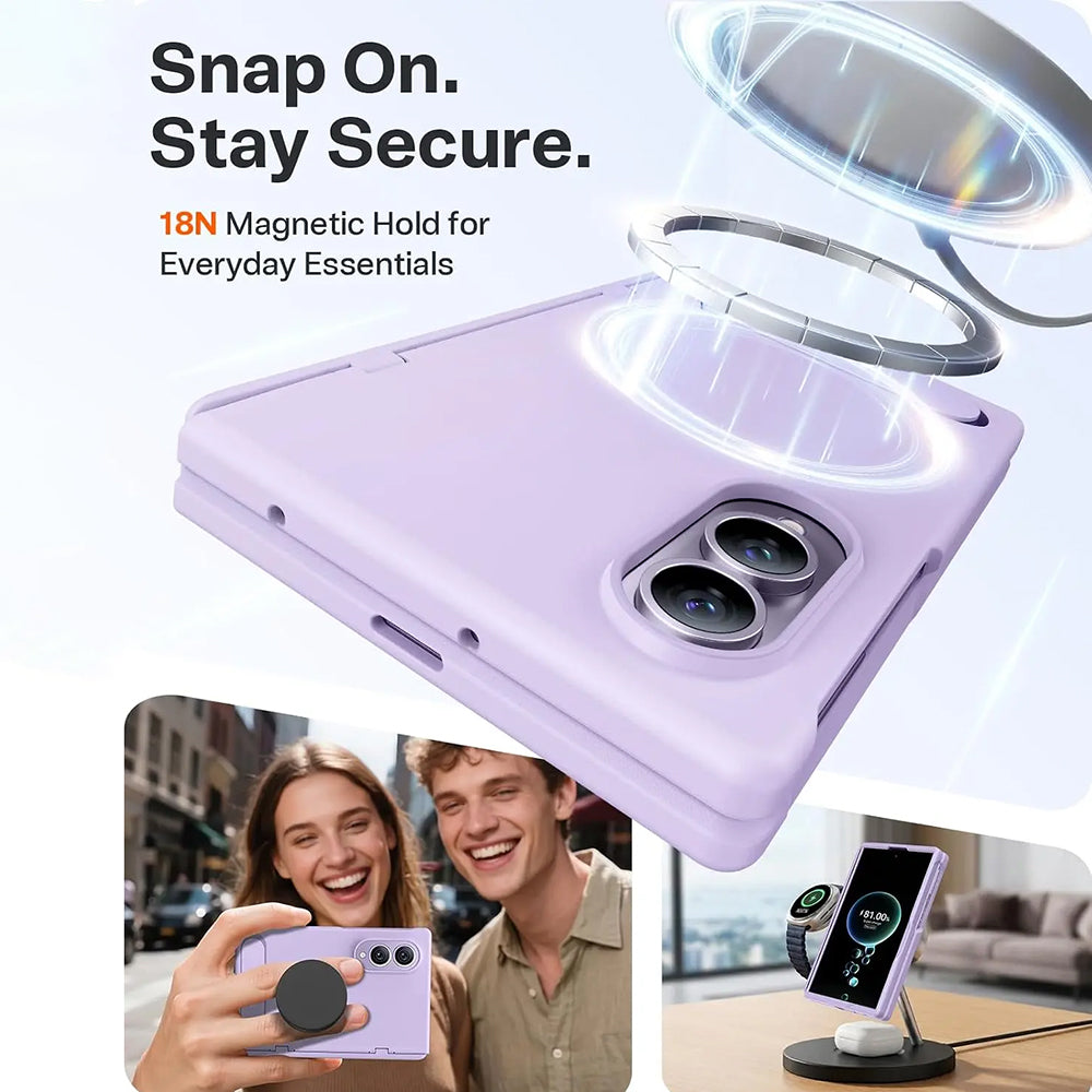 Coque MagSafe pour Samsung Galaxy Z Fold8 F971, Torras, Ostand L1 Guardian, Violet Clair