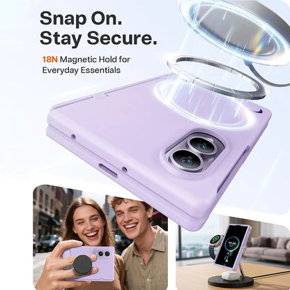 Coque MagSafe pour Samsung Galaxy Z Fold8 F971, Torras, Ostand L1 Guardian, Violet Clair