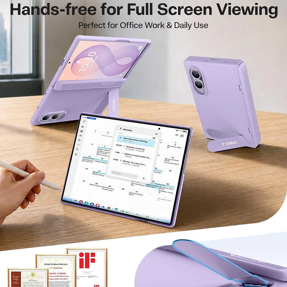 Coque MagSafe pour Samsung Galaxy Z Fold8 F971, Torras, Ostand L1 Guardian, Violet Clair