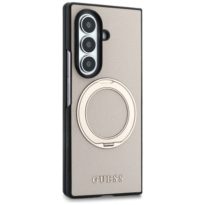 Custodia MagSafe per Samsung Galaxy Z Fold8 Ultra F976, Guess, Ring Stand Grained Classic Logo, Beige