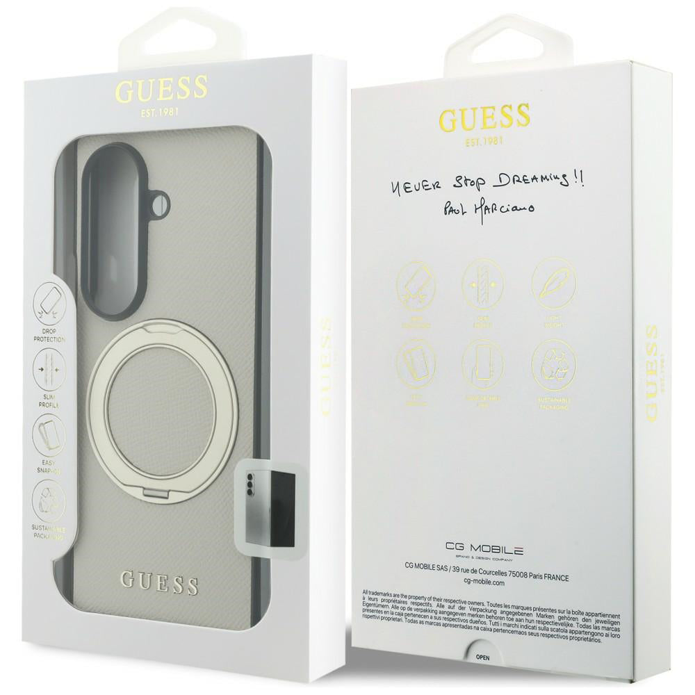 Custodia MagSafe per Samsung Galaxy Z Fold8 Ultra F976, Guess, Ring Stand Grained Classic Logo, Beige