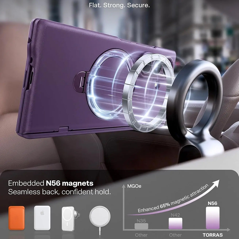 Coque MagSafe pour Samsung Galaxy Z Fold8 Ultra F976, Torras, Ostand Q3 Spin, Violet