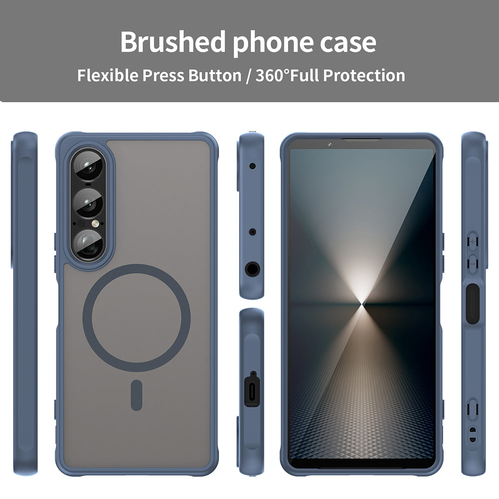 Custodia MagSafe per Sony Xperia 1 VII, Techsuit, HaloFrost II, Blu Navy