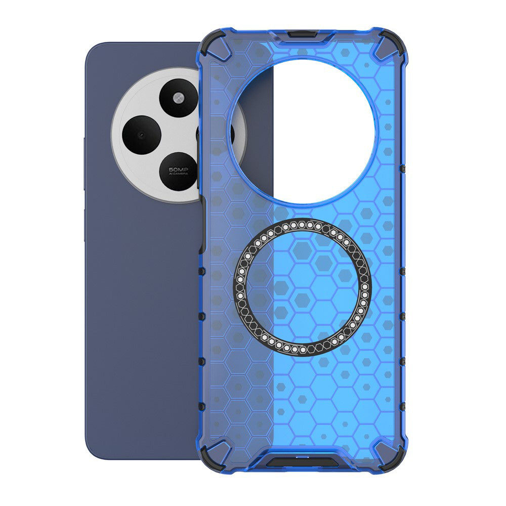 Custodia MagSafe per Xiaomi Poco C75 / Redmi 14C, Techsuit, HoneyComb Shield, Blu