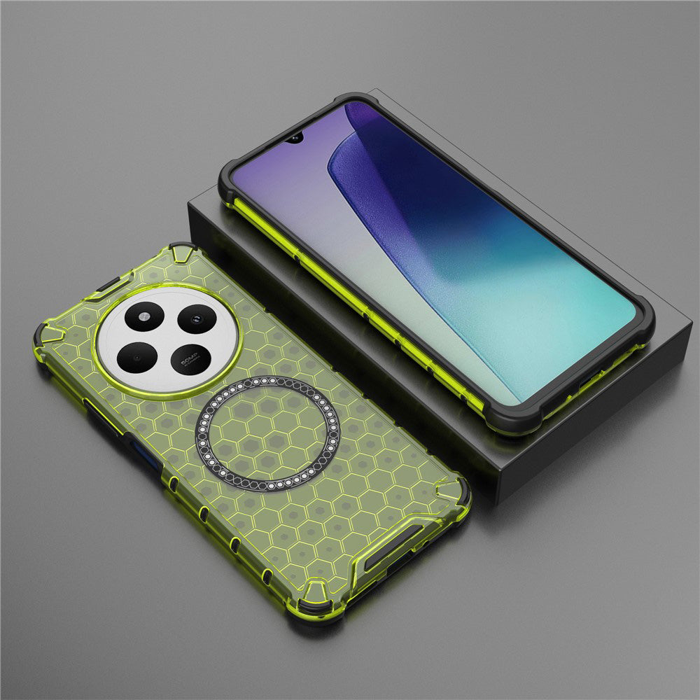 Coque MagSafe pour Xiaomi Poco C75 / Redmi 14C, Techsuit, HoneyComb Shield, Vert