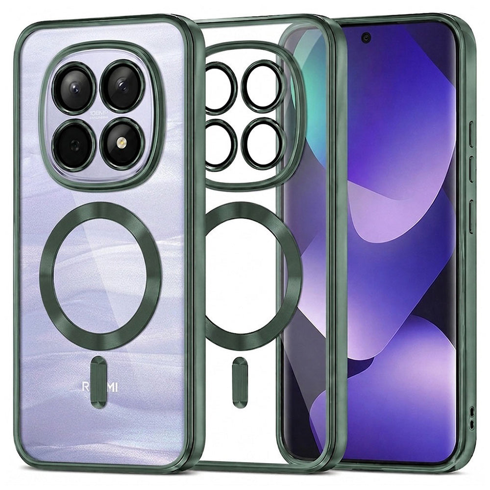 Coque MagSafe pour Xiaomi Poco M8 / Redmi Note 15 5G / Note 15 4G, Techsuit, Luxury Crystal, Vert Foncé