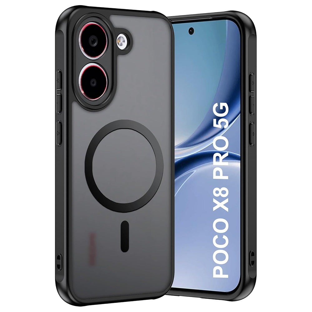 Coque MagSafe pour Xiaomi Poco X8 Pro, Techsuit, PureFrost, Noir Satiné