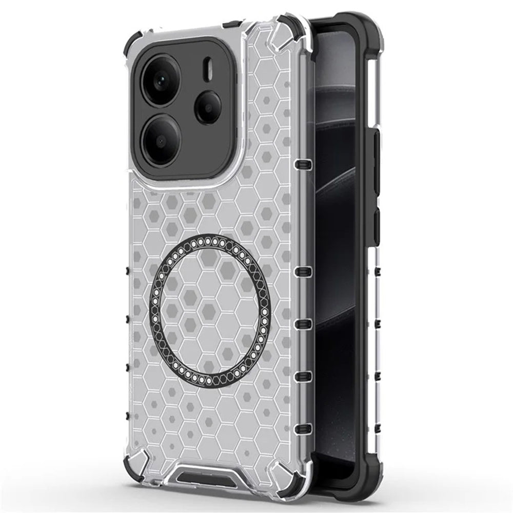 Custodia MagSafe per Xiaomi Redmi Note 14 4G (Regionale), Techsuit, HoneyComb Shield, Bianca
