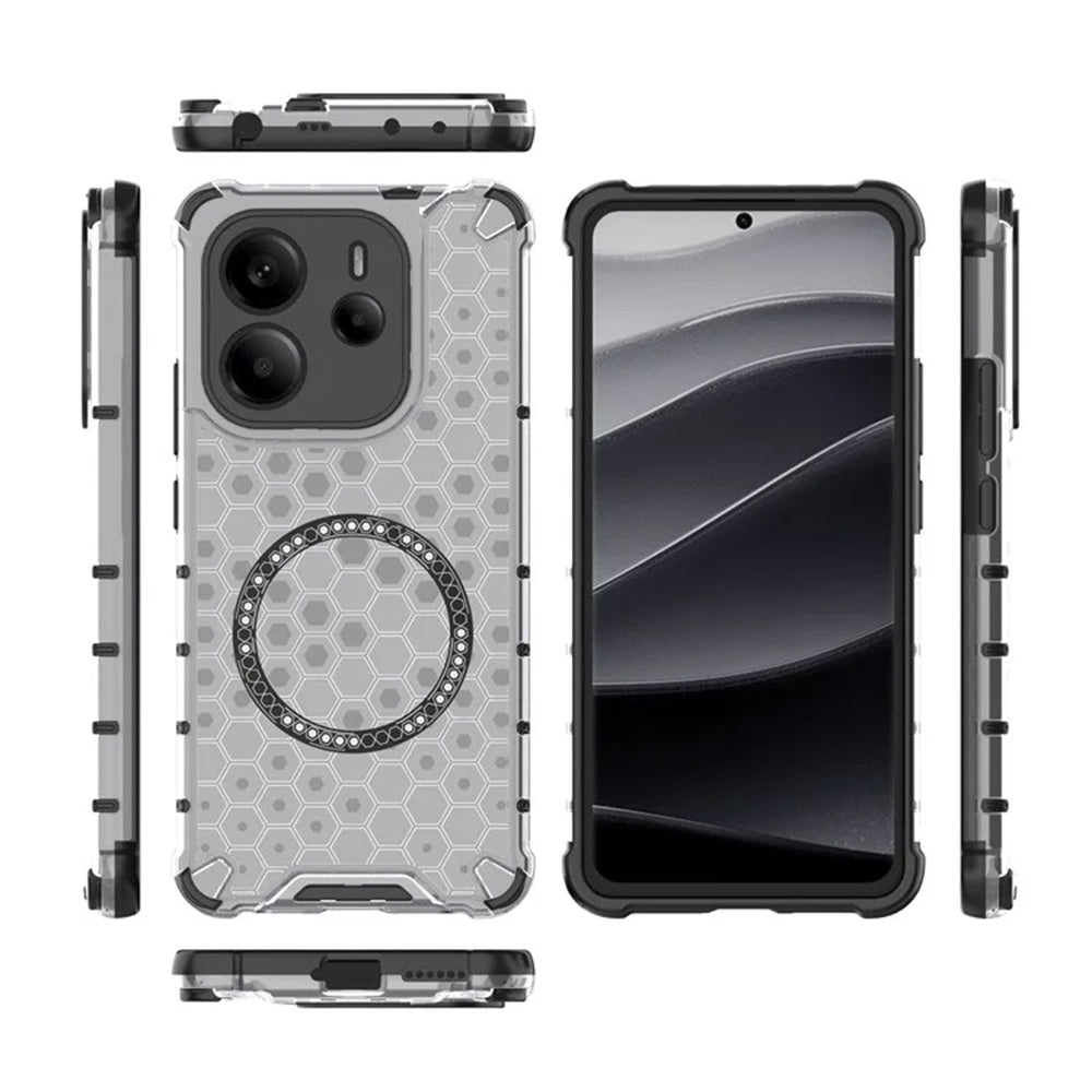 Custodia MagSafe per Xiaomi Redmi Note 14 4G (Regionale), Techsuit, HoneyComb Shield, Bianca