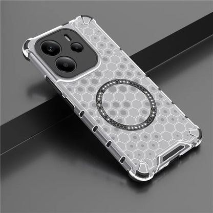 Custodia MagSafe per Xiaomi Redmi Note 14 4G (Regionale), Techsuit, HoneyComb Shield, Bianca