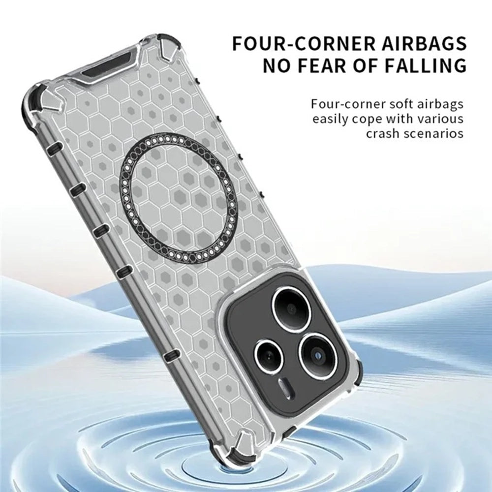 Coque MagSafe pour Xiaomi Redmi Note 14 5G, Techsuit, HoneyComb Shield, Blanche