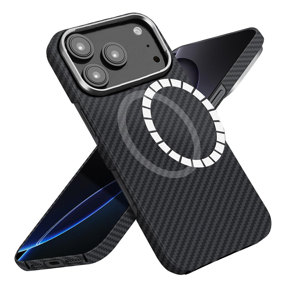 Custodia MagSafe per Apple iPhone 17 Pro Max, Techsuit, Fibra di Aramide, Nera