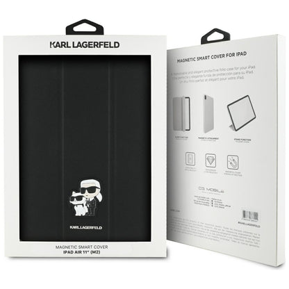 Étui pour Apple iPad Air 11 (2025) / Air 11 (2024), Karl Lagerfeld, Saffiano Karl & Choupette, Noir