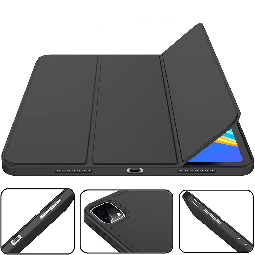 Custodia per Apple iPad Pro 12.9 (2022) / Pro 12.9 (2021) / Pro 12.9 (2020) / Pro 12.9 (2018), Techsuit, Flex Trifold, Nera