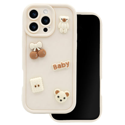 Coque pour Apple iPhone 16, OEM, Ultra Trendy 3D Bear, Beige