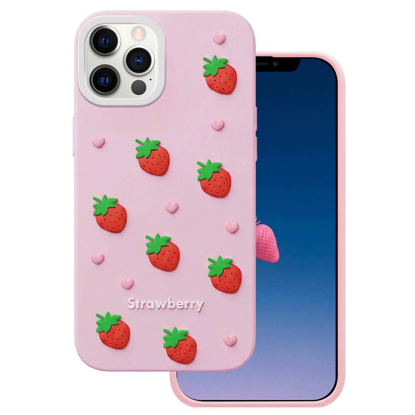 Custodia per Apple iPhone 15 / 14 / 13, OEM, Strawberry, Rosa