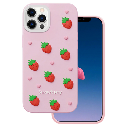 Custodia per Apple iPhone 15 / 14 / 13, OEM, Strawberry, Rosa