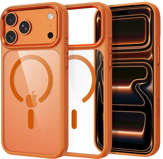 Coque pour Apple iPhone 18 Pro / 17 Pro, Tech-Protect, Magmat CC, Orange Transparente