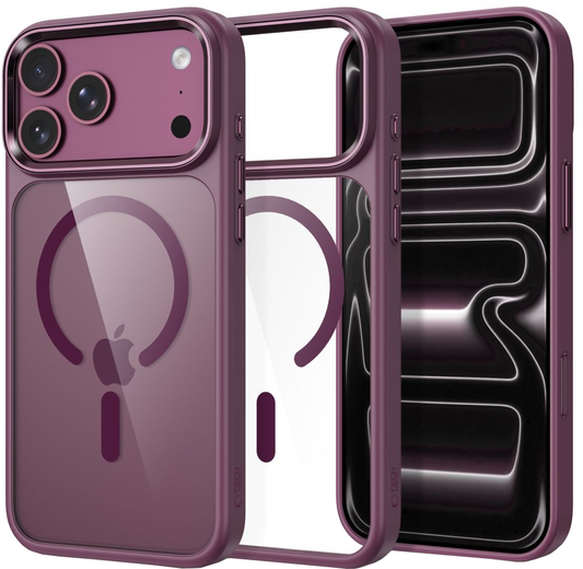 Coque pour Apple iPhone 18 Pro / 17 Pro, Tech-Protect, Magmat CC, Transparent Bordeaux