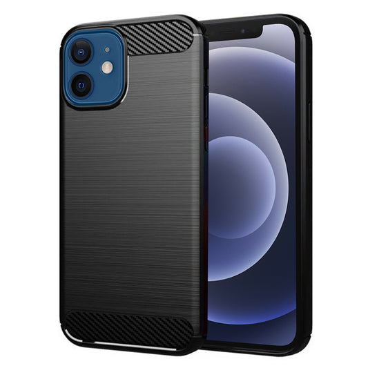 Custodia per Apple iPhone 12 / 12 Pro, Techsuit, Carbonio, Nera