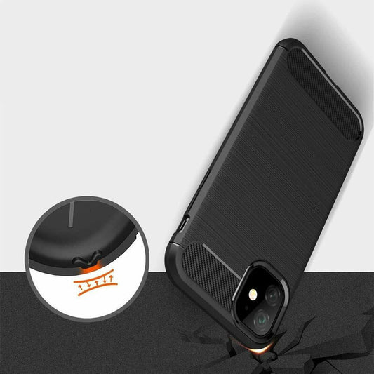 Custodia per Apple iPhone 12 / 12 Pro, Techsuit, Carbonio, Nera