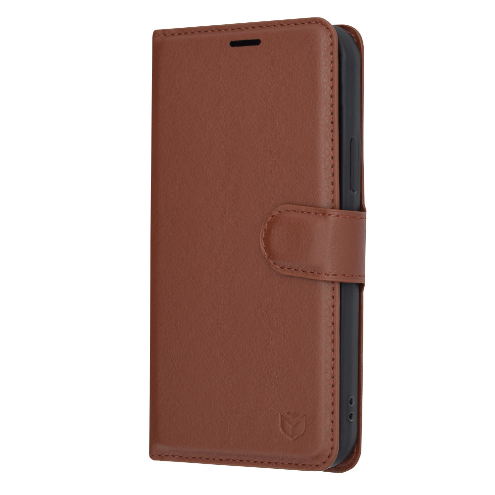 Hülle für Apple iPhone 12 Pro, Techsuit, Leder-Folio, Braun