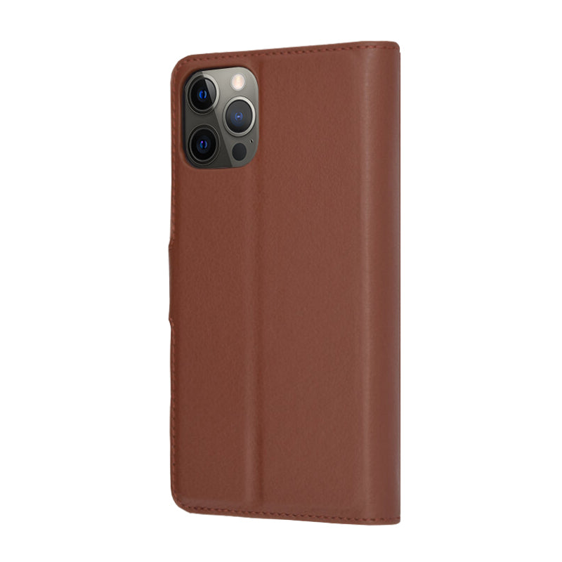 Hülle für Apple iPhone 12 Pro, Techsuit, Leder-Folio, Braun