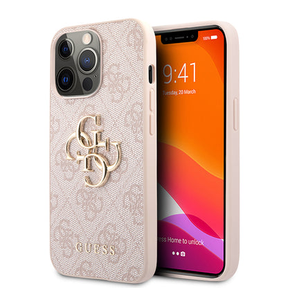 Étui pour Apple iPhone 13 Pro, Guess, Logo Métal 4G, Rose