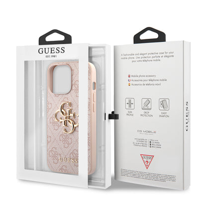 Étui pour Apple iPhone 13 Pro, Guess, Logo Métal 4G, Rose