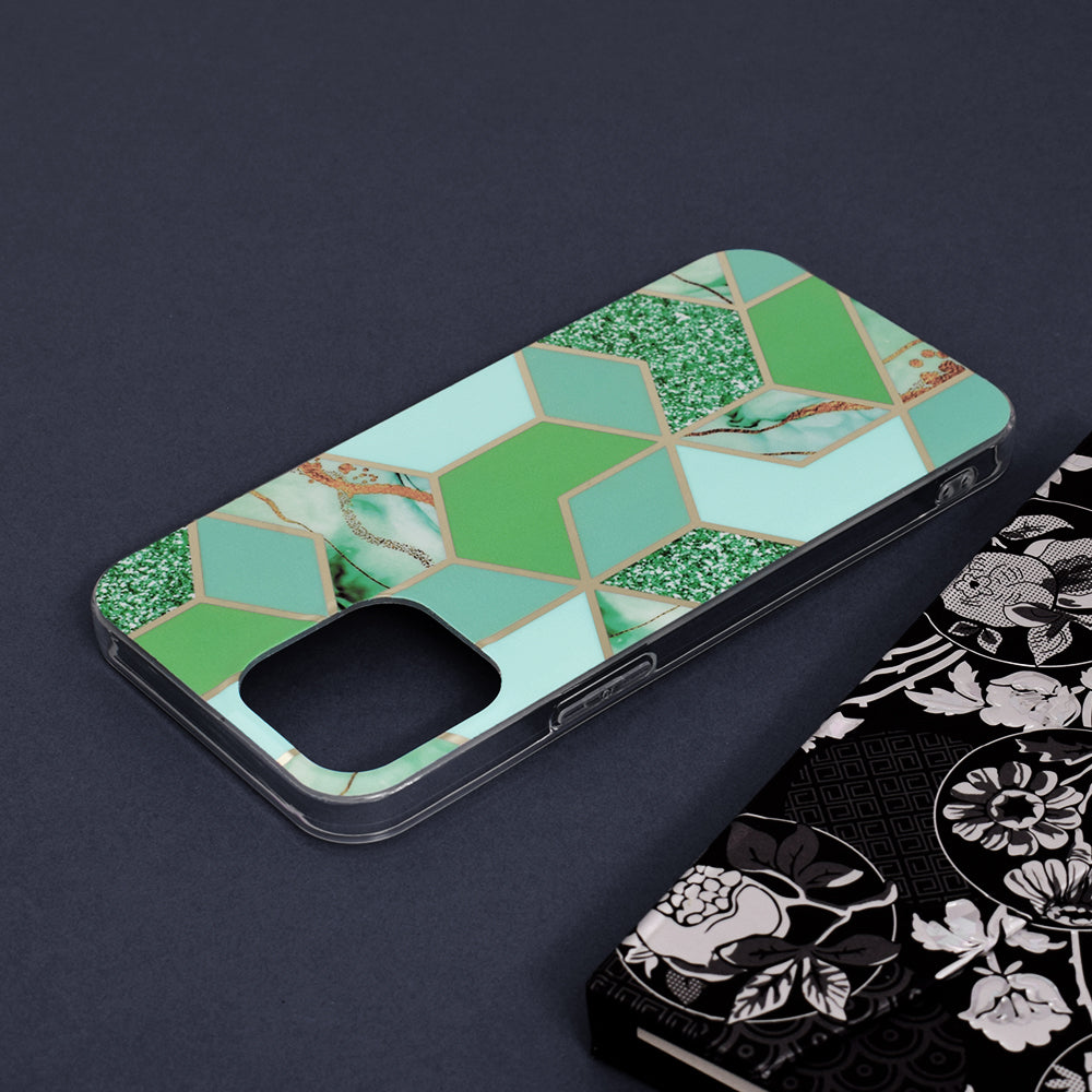 Hülle für Apple iPhone 13 Pro Max, Techsuit, Marble, Grün