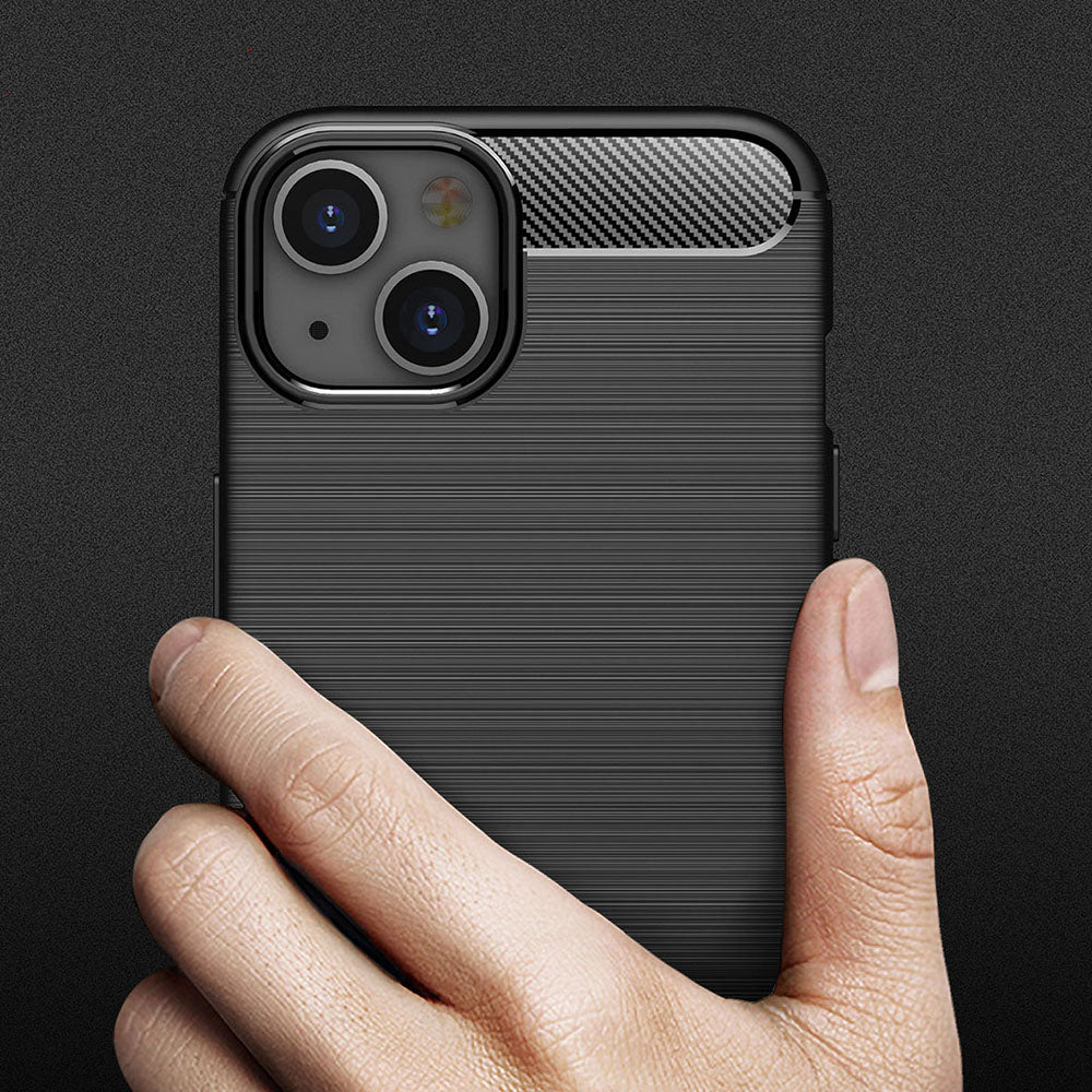 Custodia per Apple iPhone 13, Techsuit, Carbonio, Nera