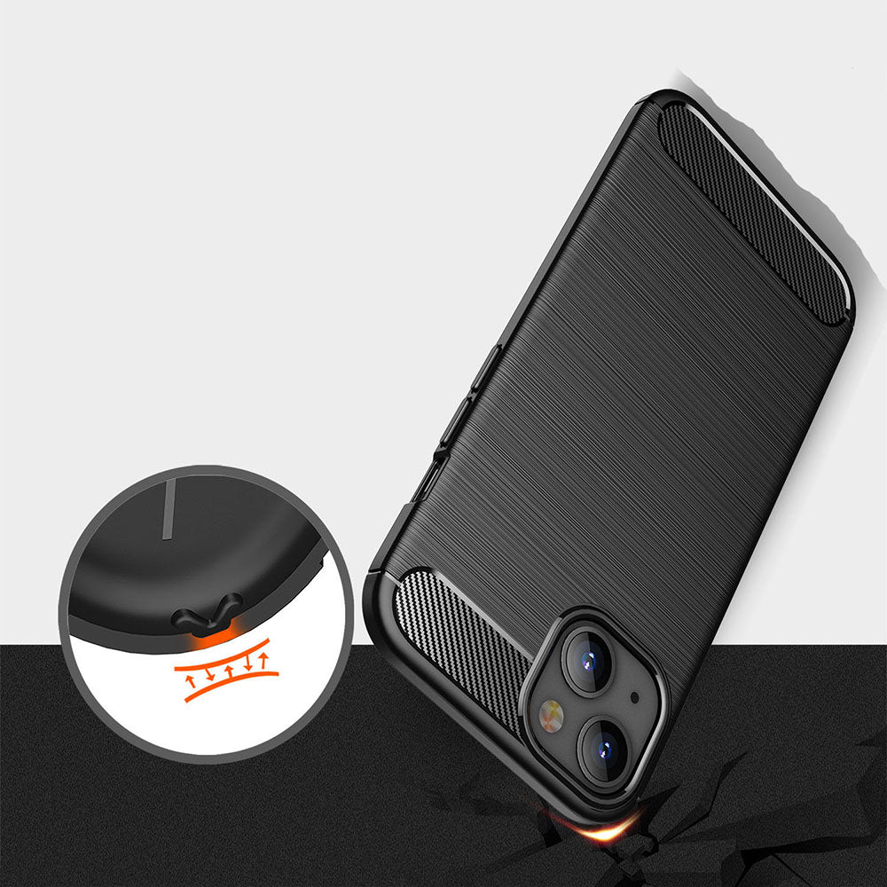 Custodia per Apple iPhone 13, Techsuit, Carbonio, Nera