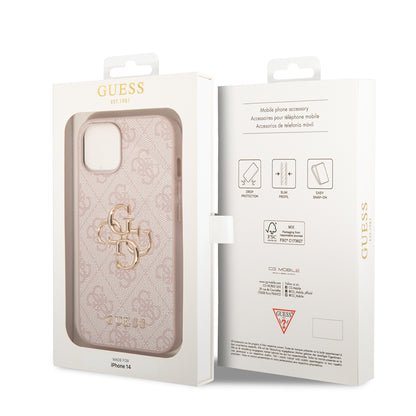 Étui pour Apple iPhone 14, Guess, Logo Métal 4G, Rose