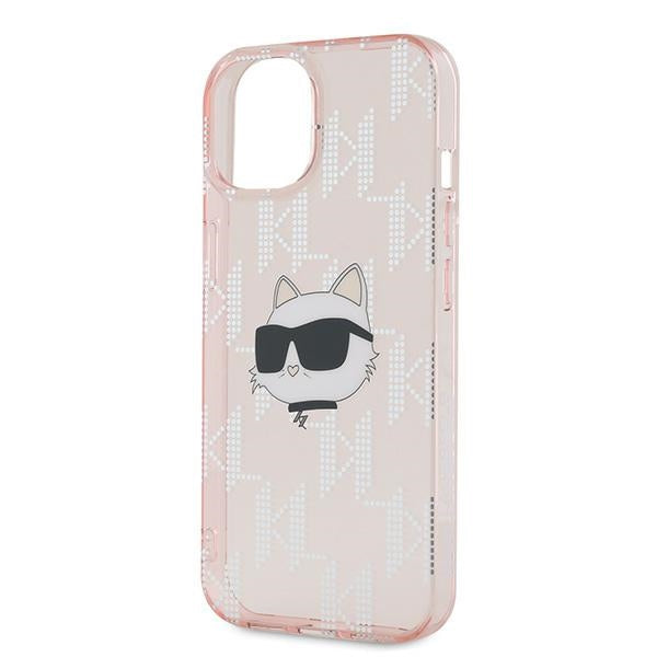 Étui pour Apple iPhone 14, Karl Lagerfeld, IML Luxury Monogram Choupette's Head, Rose