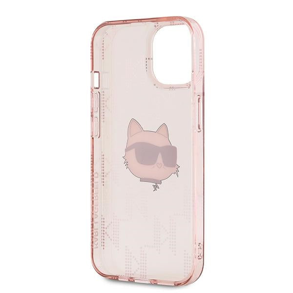 Étui pour Apple iPhone 14, Karl Lagerfeld, IML Luxury Monogram Choupette's Head, Rose