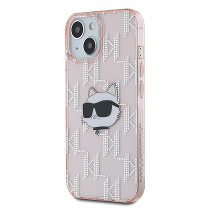 Étui pour Apple iPhone 14, Karl Lagerfeld, IML Luxury Monogram Choupette's Head, Rose