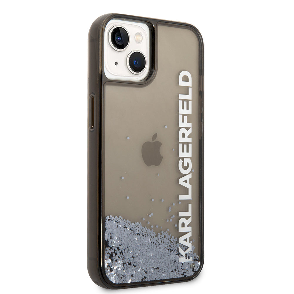Custodia per Apple iPhone 14, Karl Lagerfeld, Liquid Glitter KL Logo, Nera
