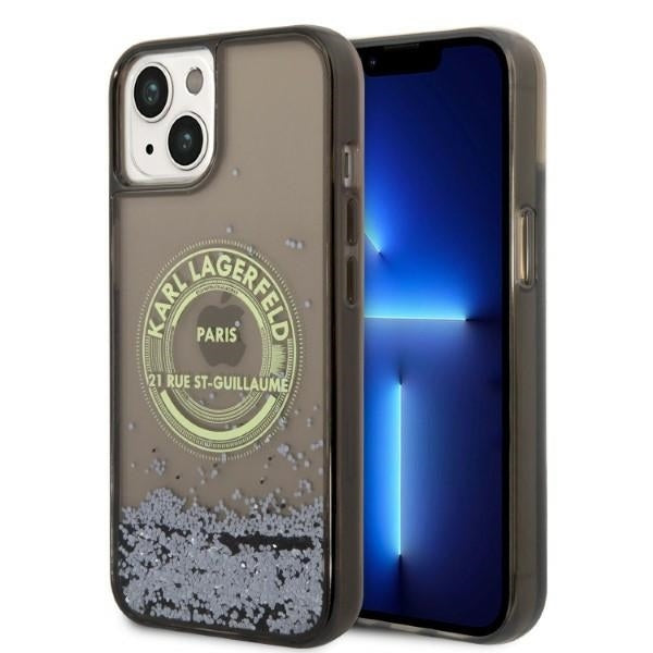 Custodia per Apple iPhone 14, Karl Lagerfeld, Liquid Glitter RSG, Nera