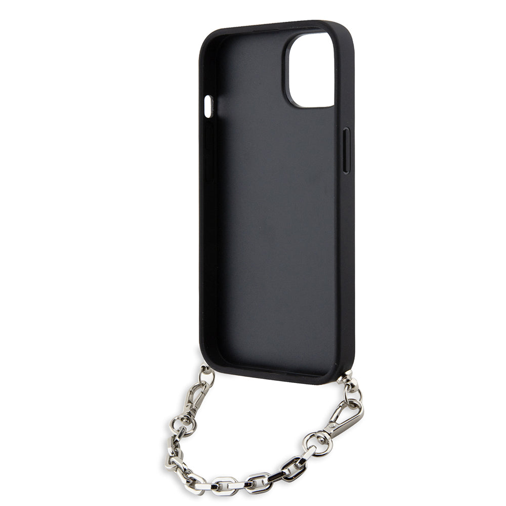 Étui pour Apple iPhone 14, Karl Lagerfeld, Saffiano Monogram Chain, Argenté